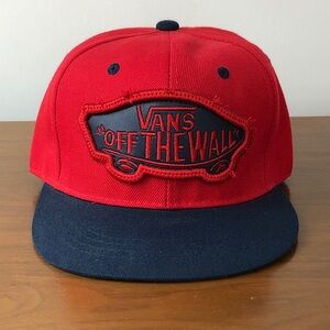 Vans “Off The Wall” Red and Blue Logo Snapback Hat